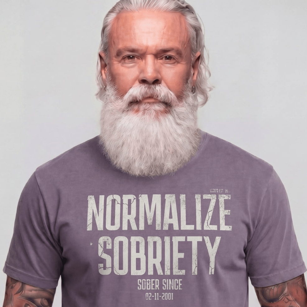 Washed Normalize Sobriety Unisex garment dyed Sober T Shirt lifestyle view (view 15)