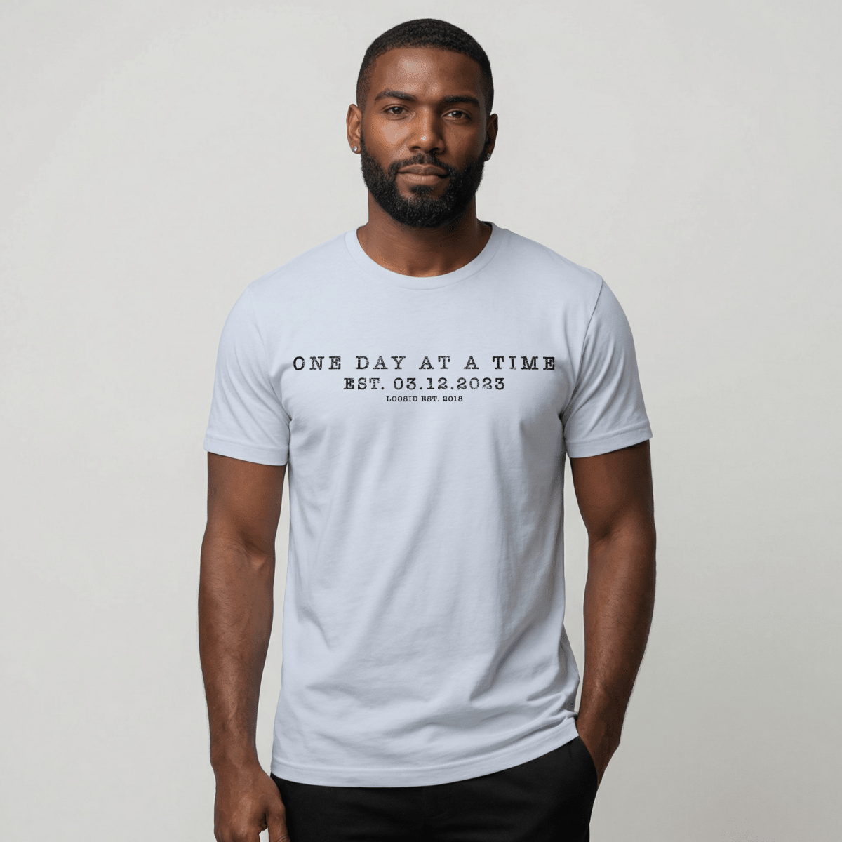 One Day At a Time Sober T Shirt fit detail (view 19)