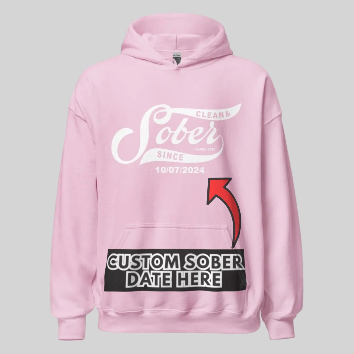 Sober Since Recovery Hoodie back view (view 17)