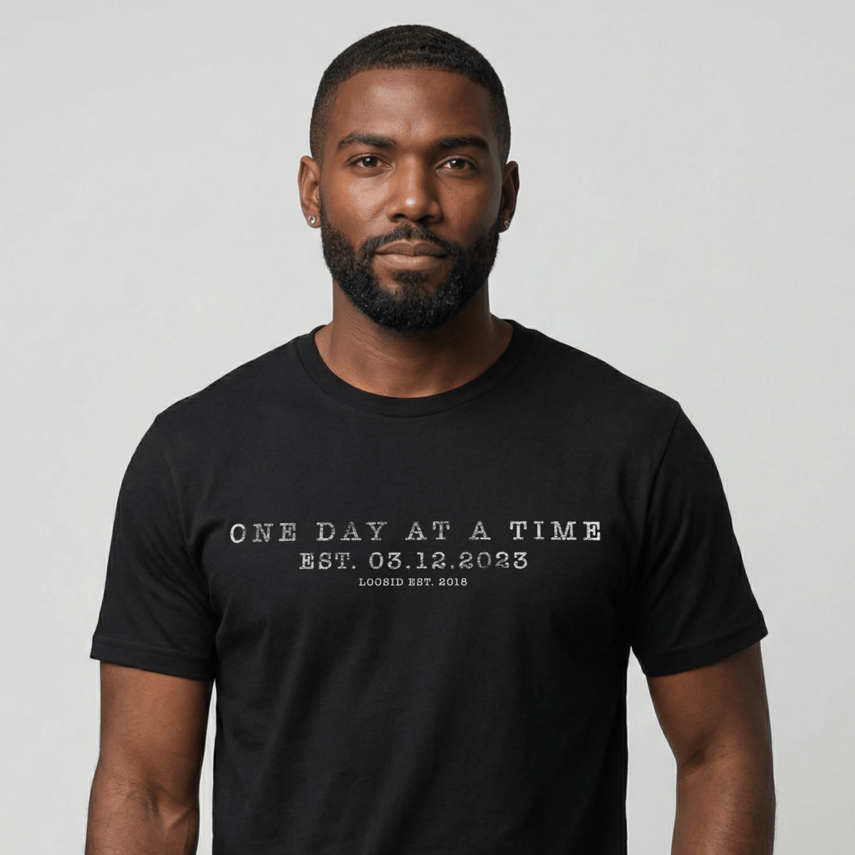 One Day At a Time Sober T Shirt side view (view 6)