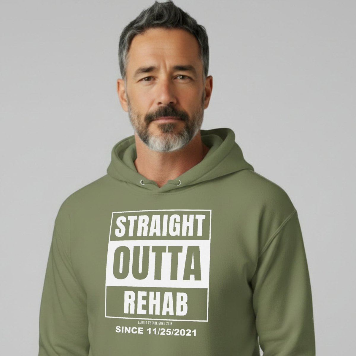 Straight Outta Rehab Recovery Hoodie lifestyle view (view 15)