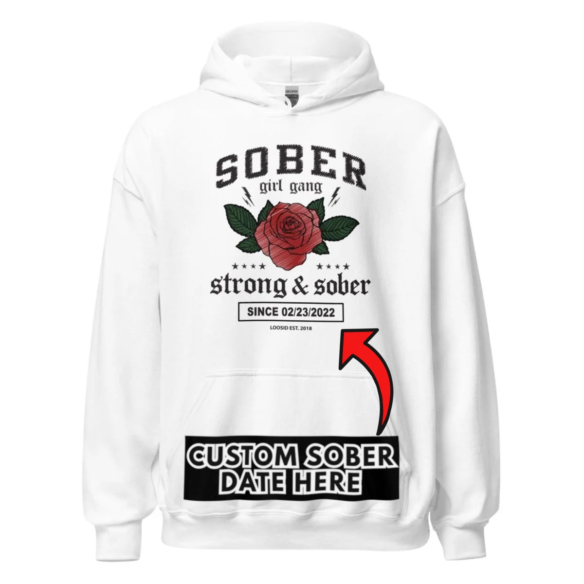 Sober Girl Gang Strong & Sober Crest Recovery Hoodie featuring the design (view 31)