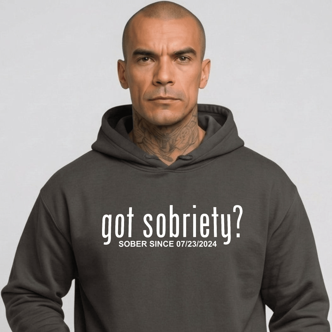 Got Sobriety Recovery Hoodie flat lay styled image (view 13)