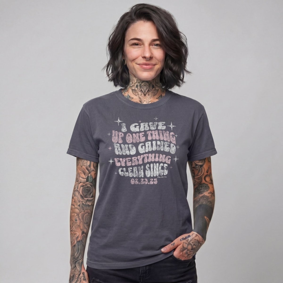 I Gave Up One Thing Women garment dyed Sober T Shirt product photo (view 10)