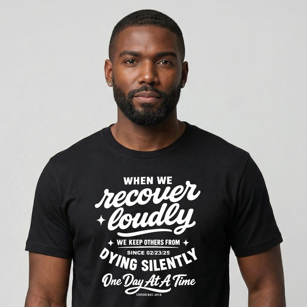 When we recover loudly men Sober T Shirt close-up view (view 2)