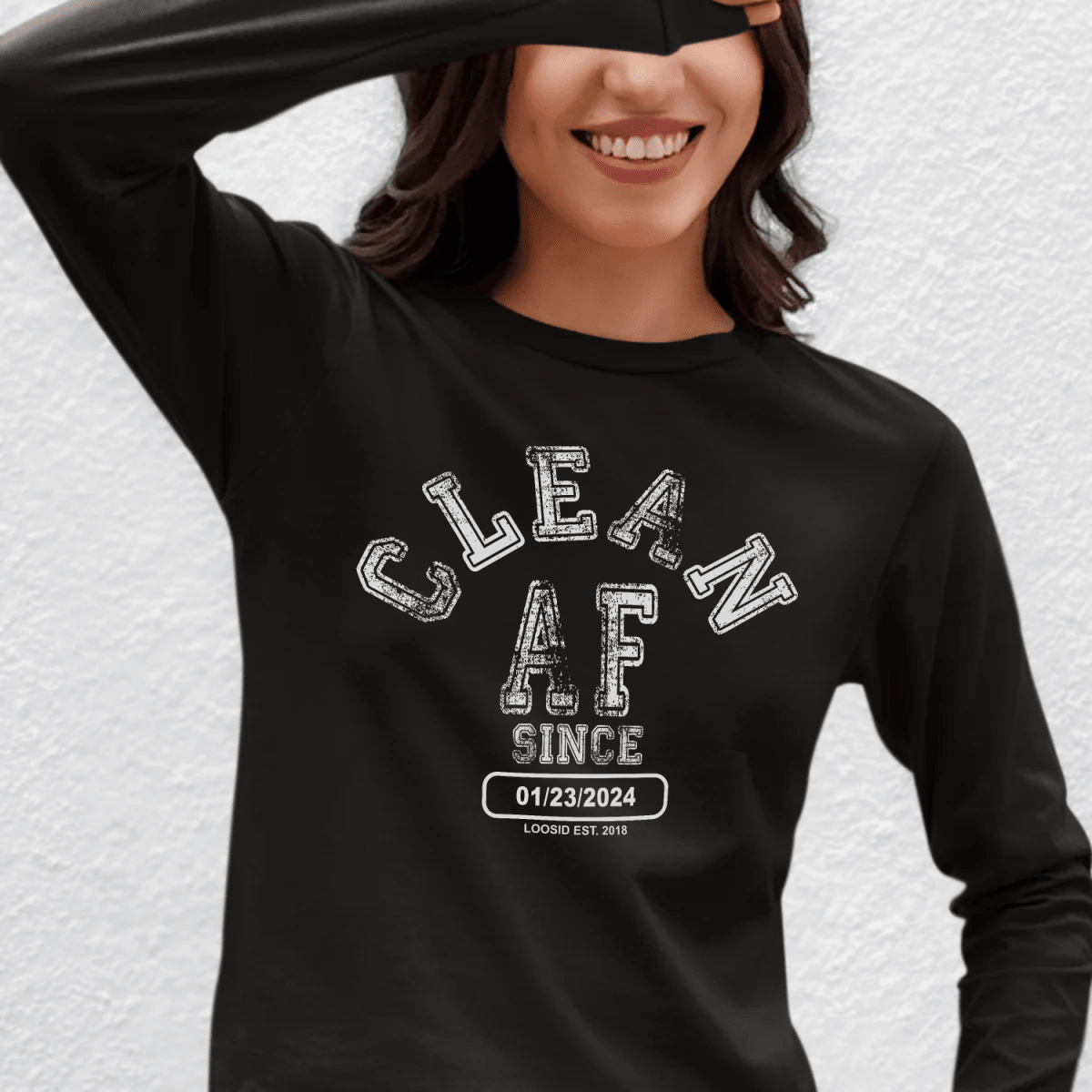 Loosid Clean AF Long Sleeve Sober T Shirt featuring the design