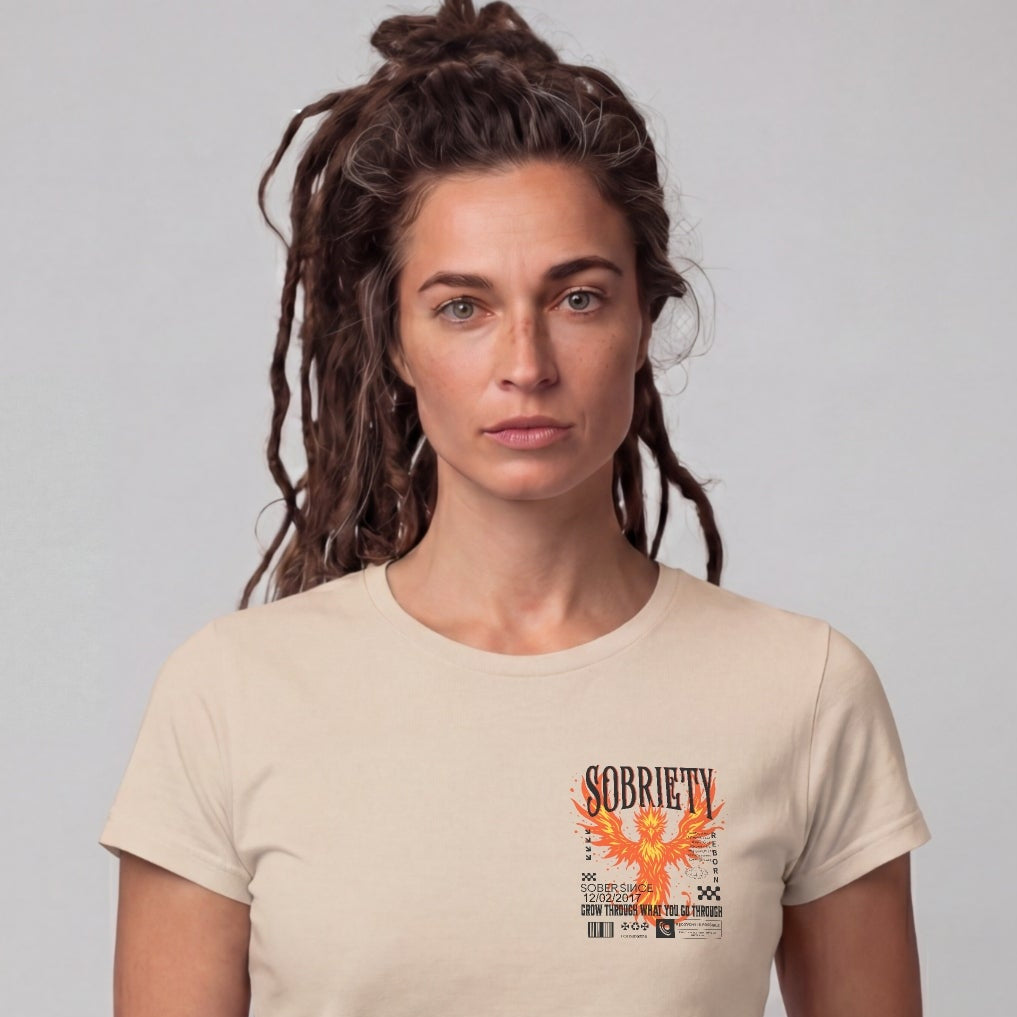 Phoenix Reborn Recovery Limited-Edition Women's T-Shirt with Sobriety Date