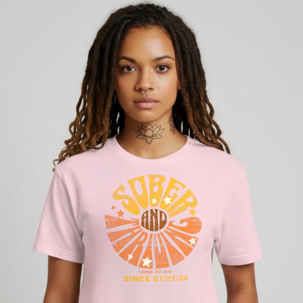 Sober and Thriving Sober T Shirt lifestyle view (view 25)
