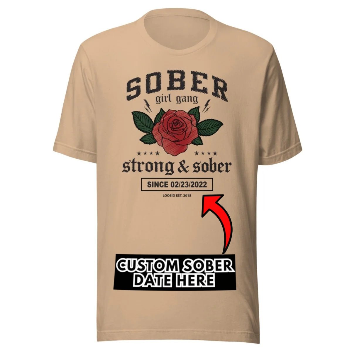 SOBER Girl Gang Strong & Sober Sober T Shirt close-up view (view 12)