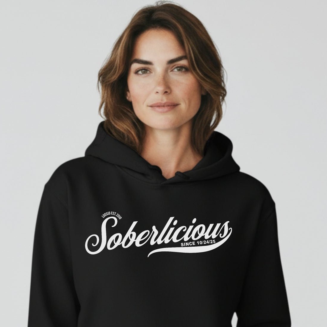 Soberlicious Recovery Hoodie close-up view (view 2)