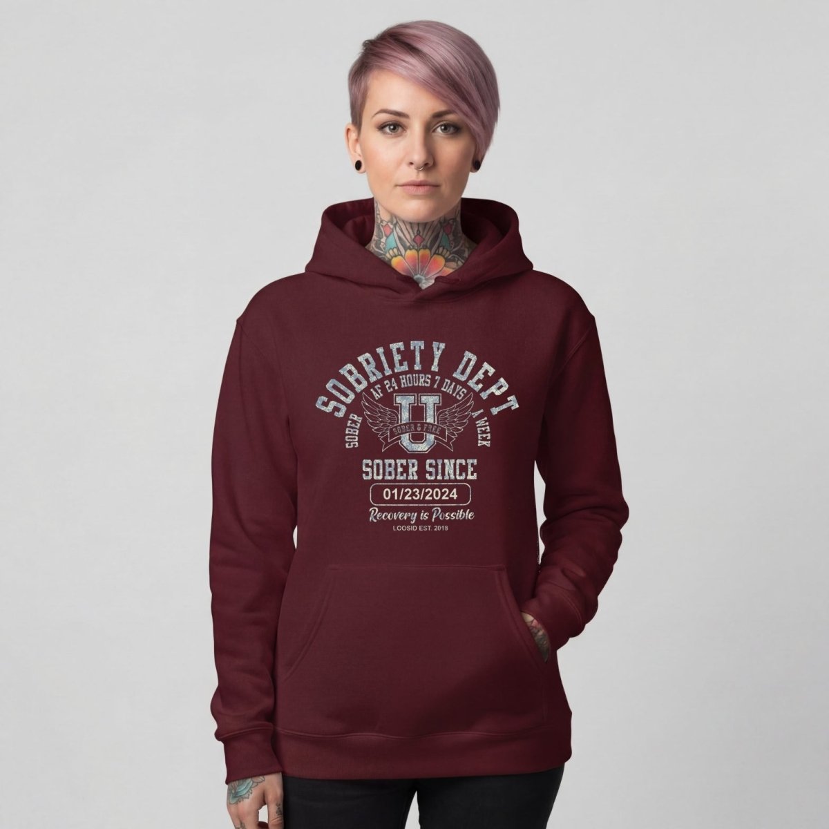 Sobriety Dept Recovery Hoodie packaging detail (view 38)