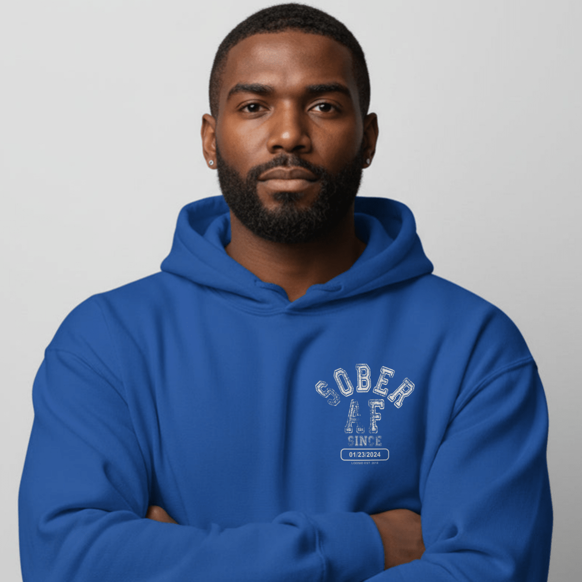 Sober AF Since Recovery Hoodie close-up view (view 12)