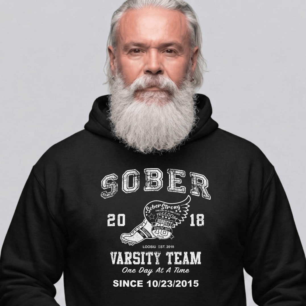 Sober Varsity Team Recovery Hoodie featuring the design (view 11)