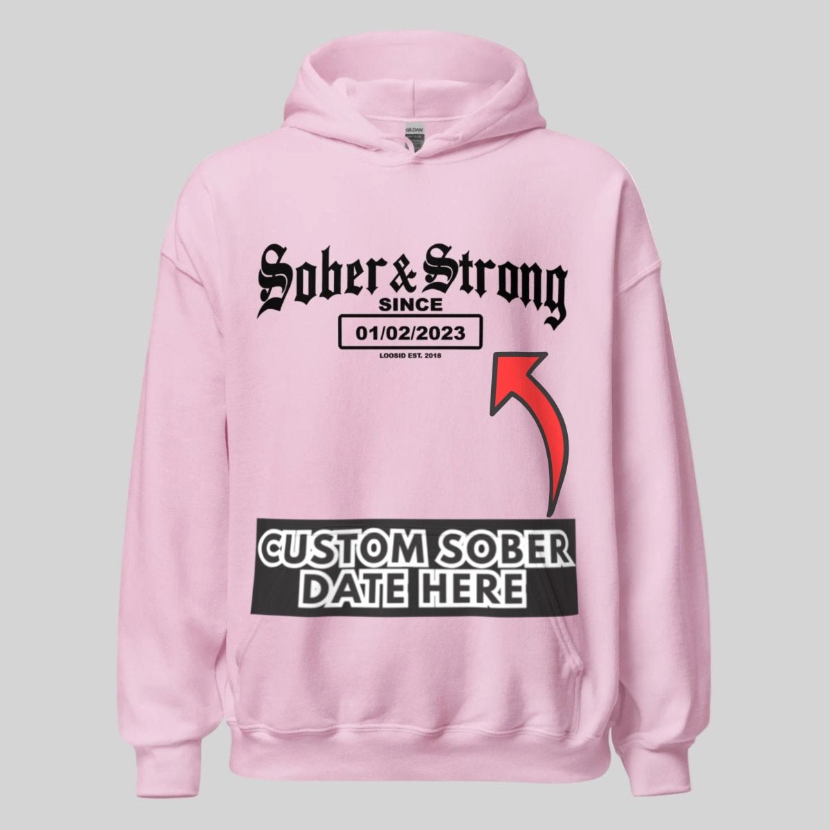 Old School Sober Recovery Hoodie packaging detail (view 38)