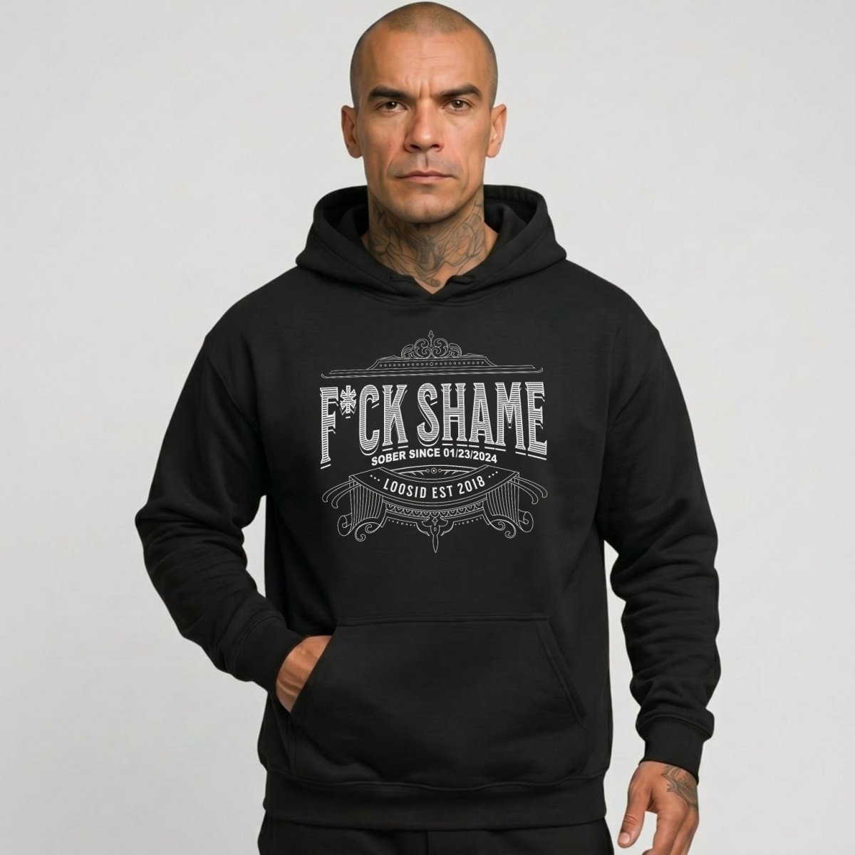 F*ck Shame Recovery Hoodie lifestyle view (view 5)
