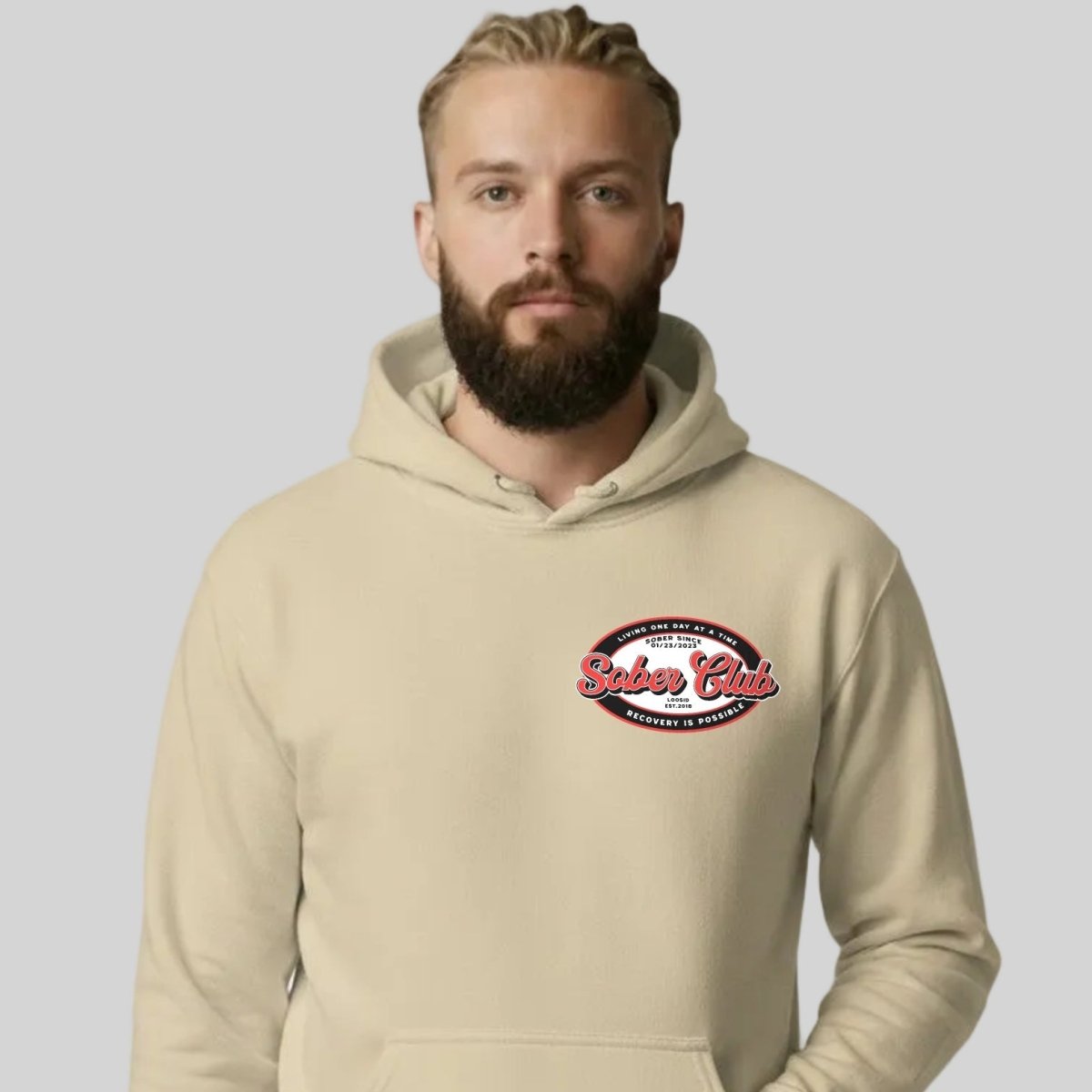 Sober Club Badge Recovery Hoodie featuring the design (view 41)