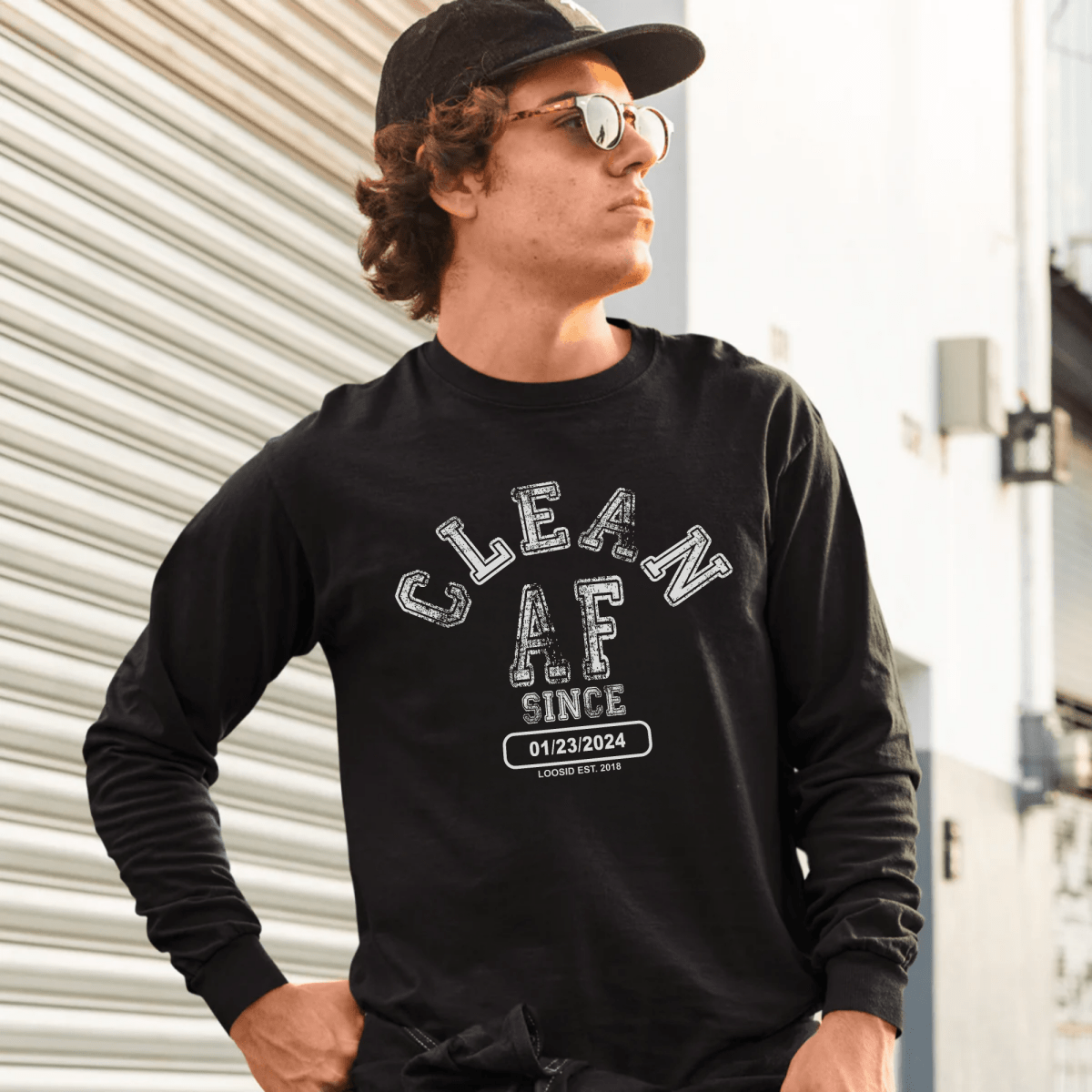 Loosid Clean AF Since Long Sleeve Sober T Shirt featuring the design