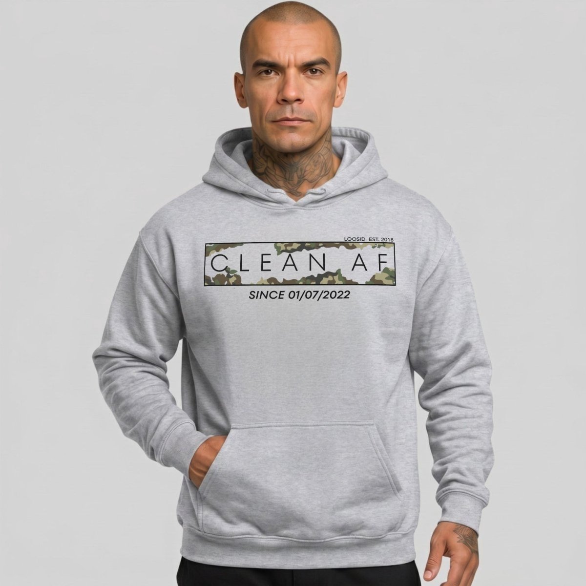 Clean AF Camo Recovery Hoodie fit detail (view 19)
