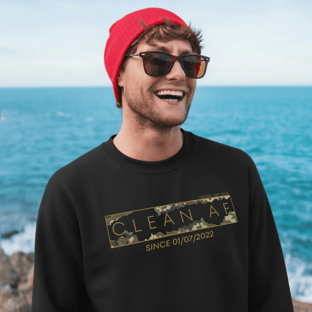 Loosid Clean AF Camo Long Sleeve Sober T Shirt featuring the design