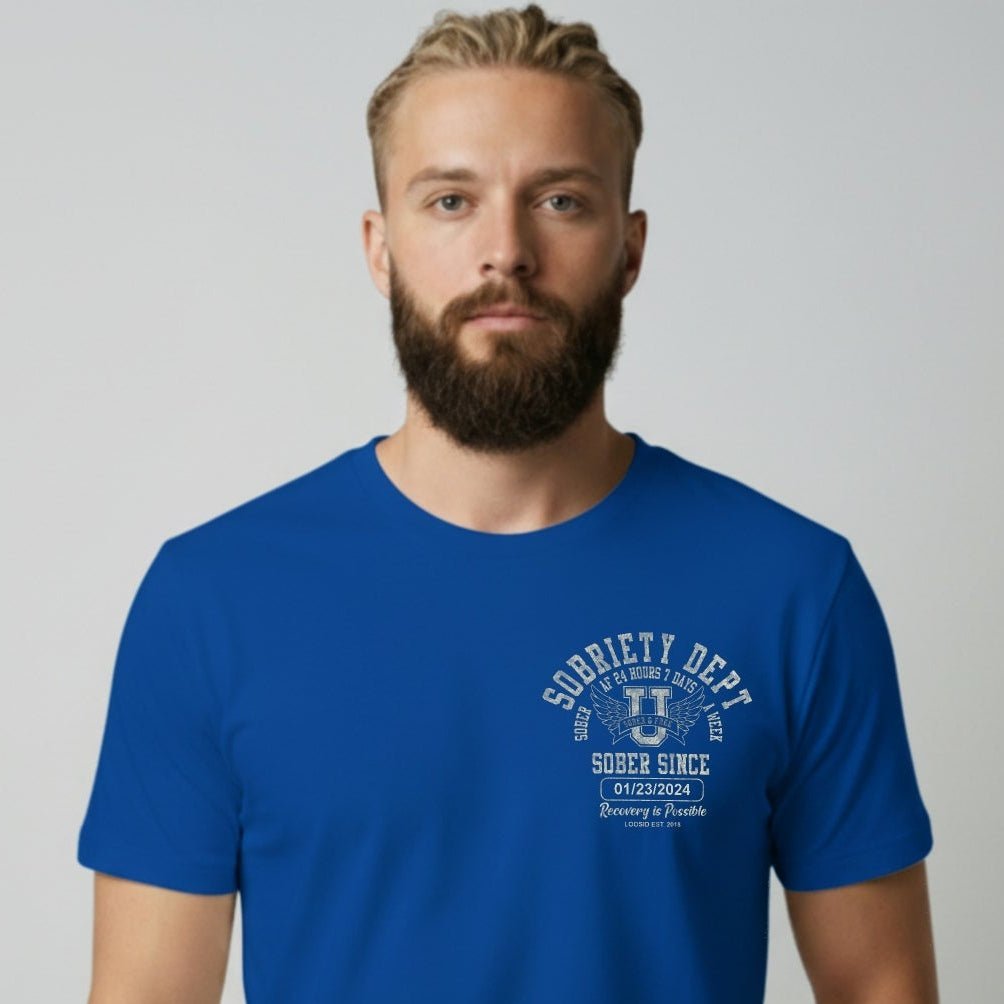 Loosid Sobriety Dept 24 7 Sober T Shirt featuring the design