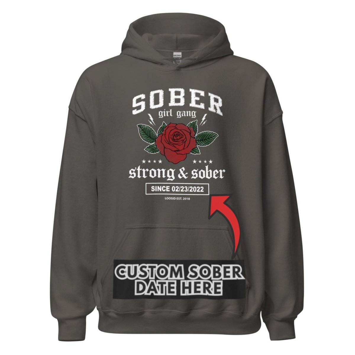 Sober Girl Gang Strong & Sober Crest Recovery Hoodie featuring the design (view 41)