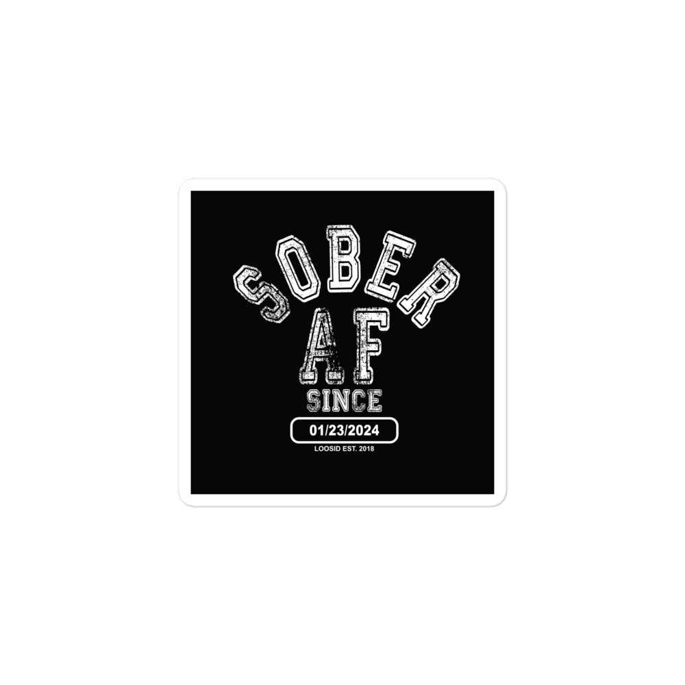 Sober AF Sober Sticker flat lay styled image (view 3)