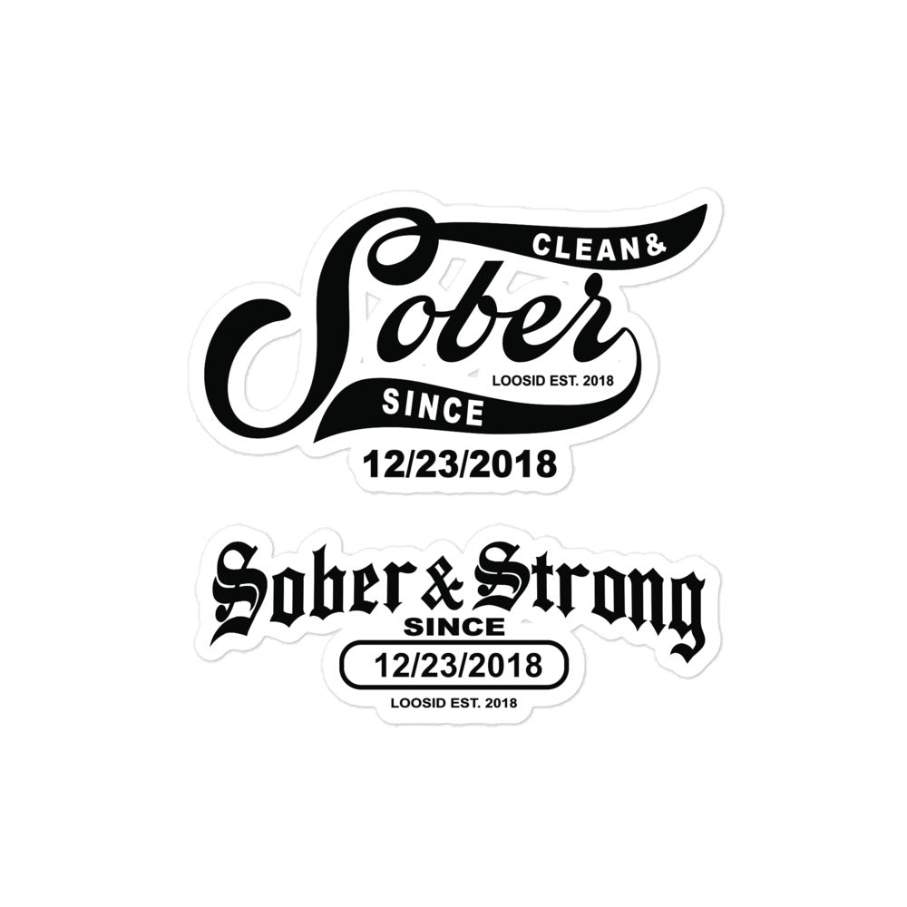 Sober Since Sober Strong Stickers Sober Sticker graphic detail (view 4)