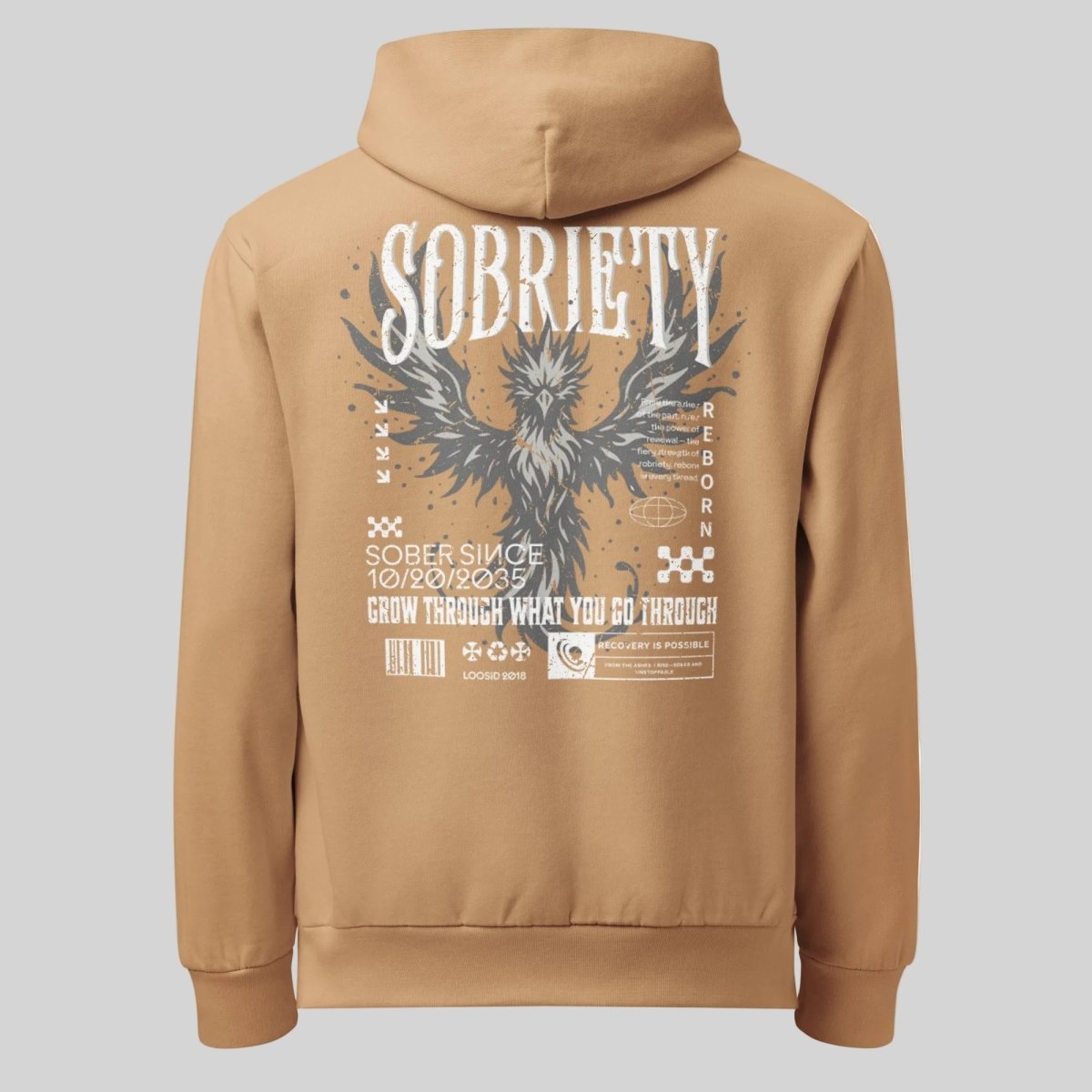 Sober Hoodie Limited Edition Recovery Hoodie close-up view (view 2)