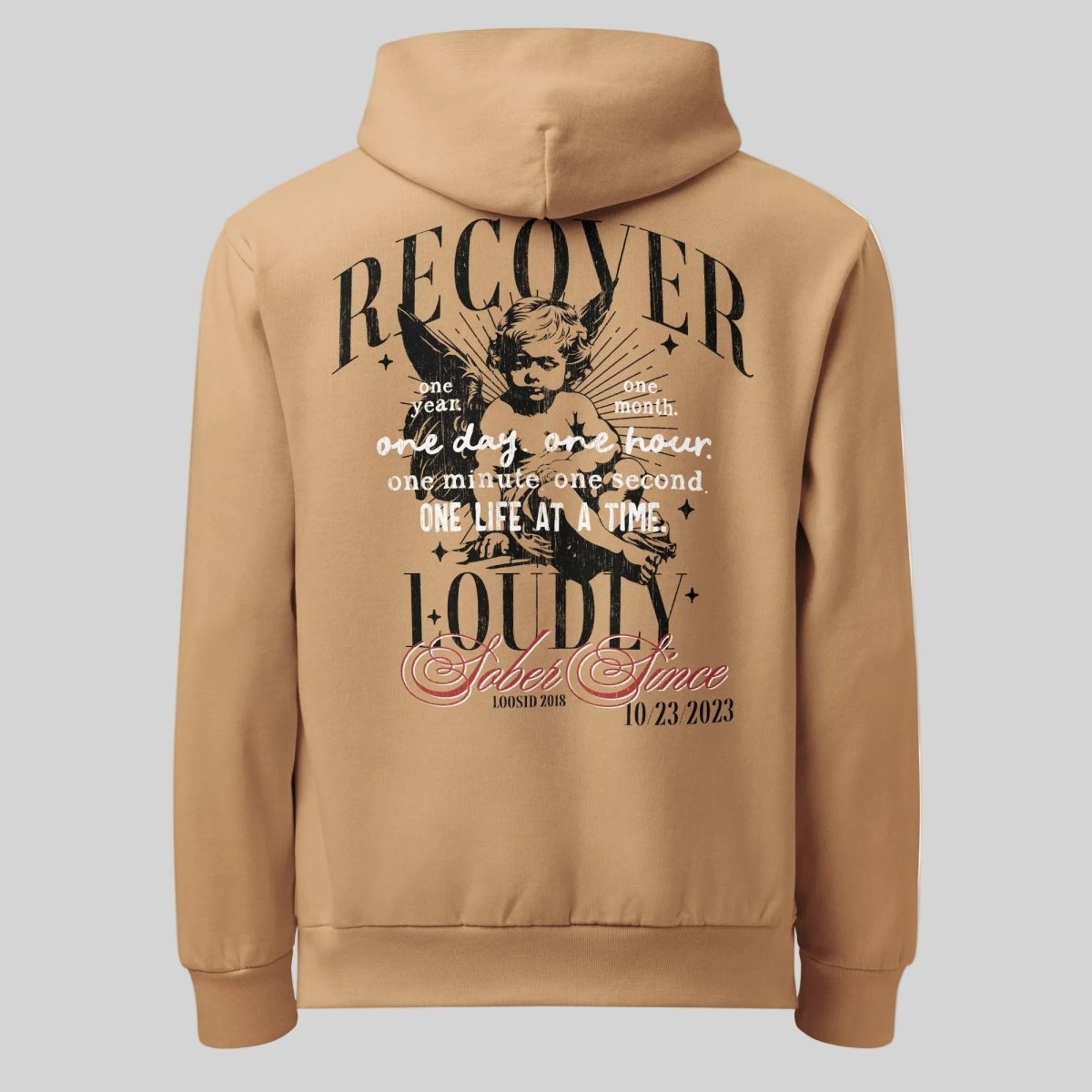 Sober Hoodie Limited Edition Recovery Hoodie close-up view (view 2)