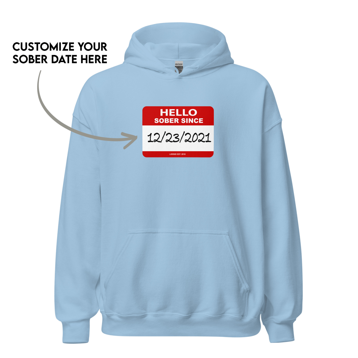Hello Sober Since Recovery Hoodie back view (view 27)