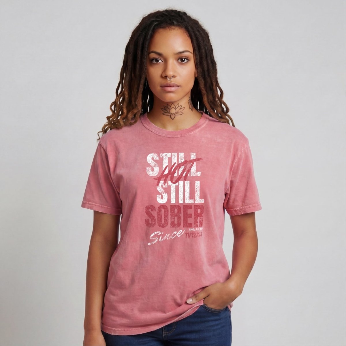 Still Hot Still Sober Women garment dyed Sober T Shirt fit detail (view 19)
