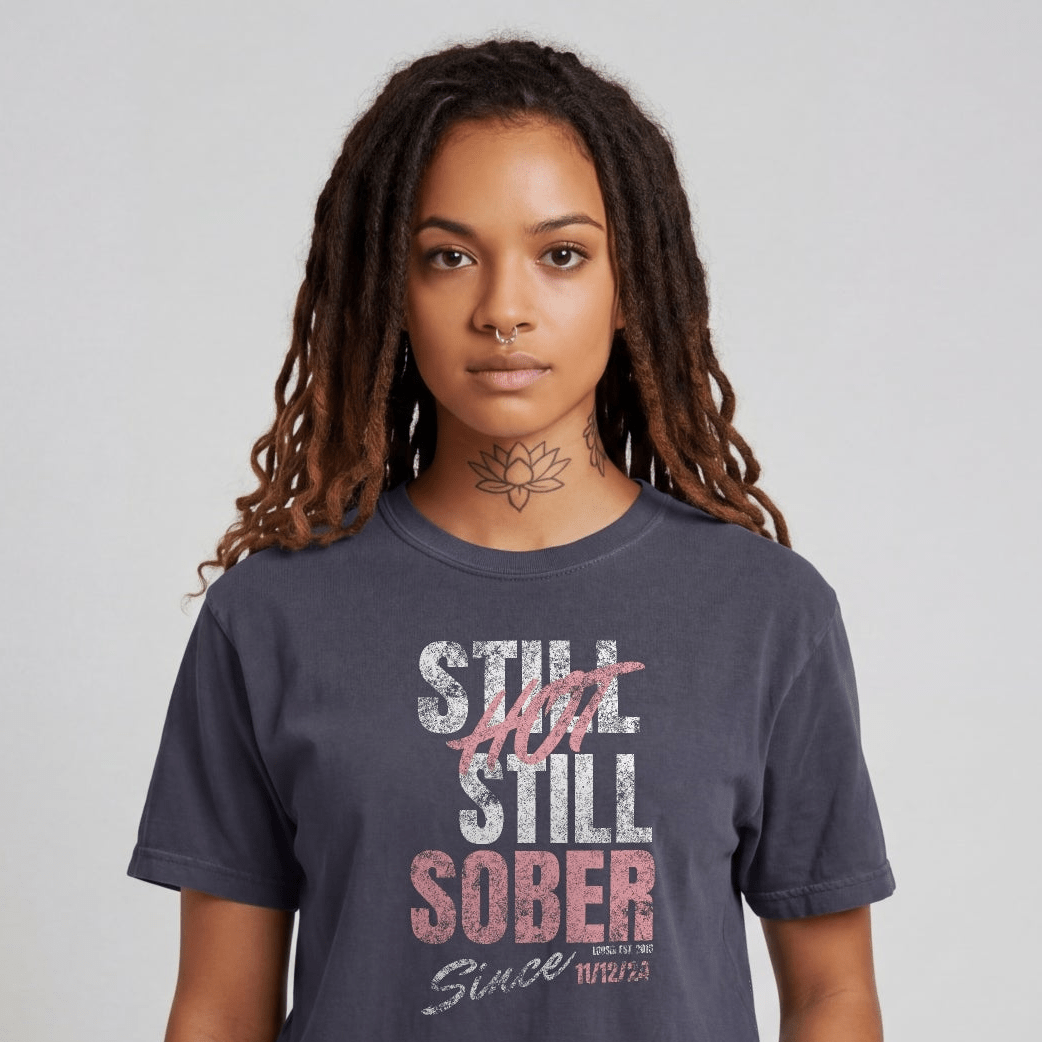 Still Hot Still Sober Women garment dyed Sober T Shirt fit detail (view 9)