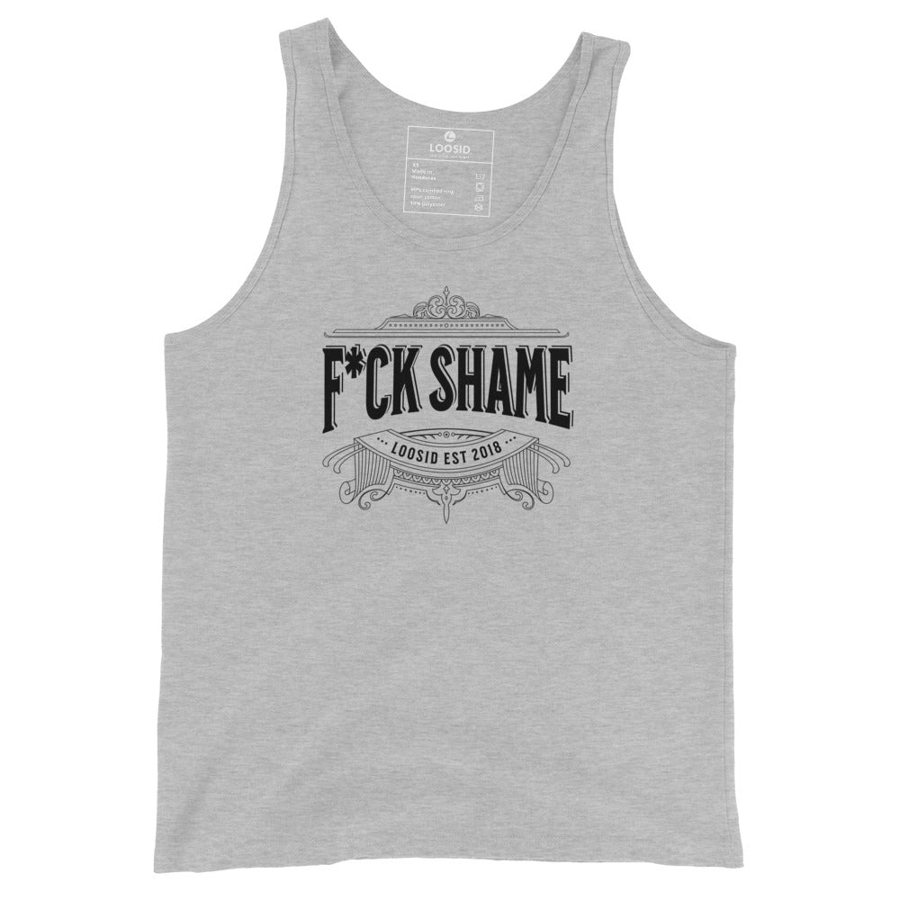 F*ck Shame Sober Tank Top flat lay styled image (view 3)