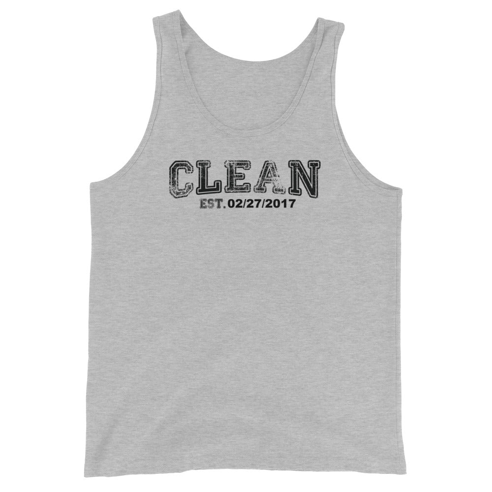 Clean Men's W Personalize Recovery Date Sober Tank Top graphic detail (view 14)