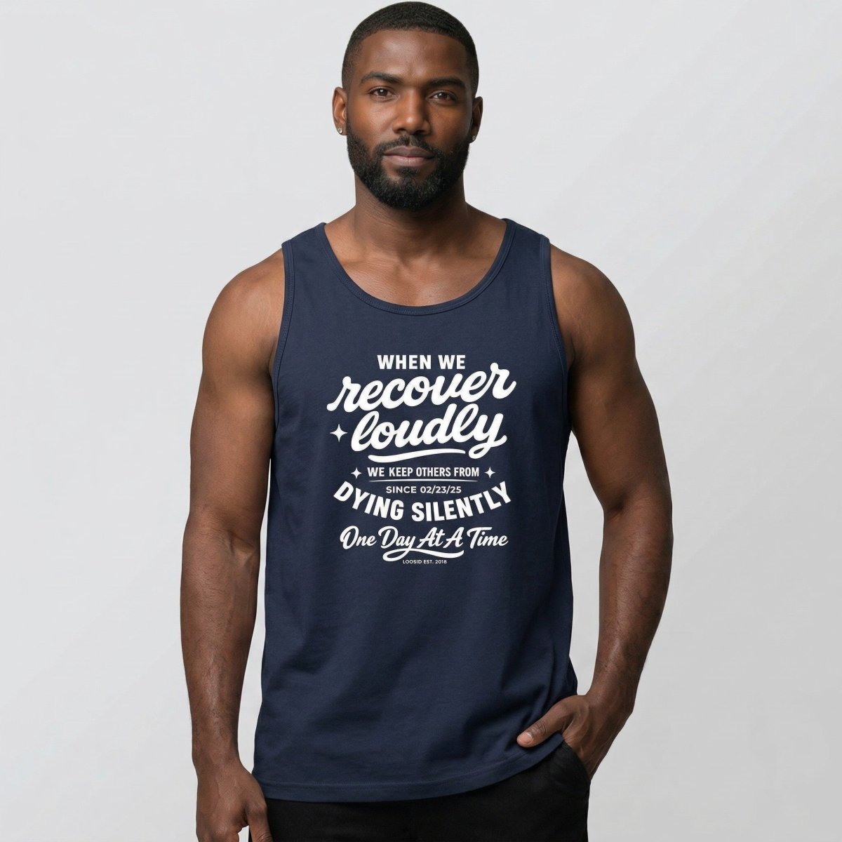 When We Recover Loudly Sober Tank Top flat lay styled image (view 13)