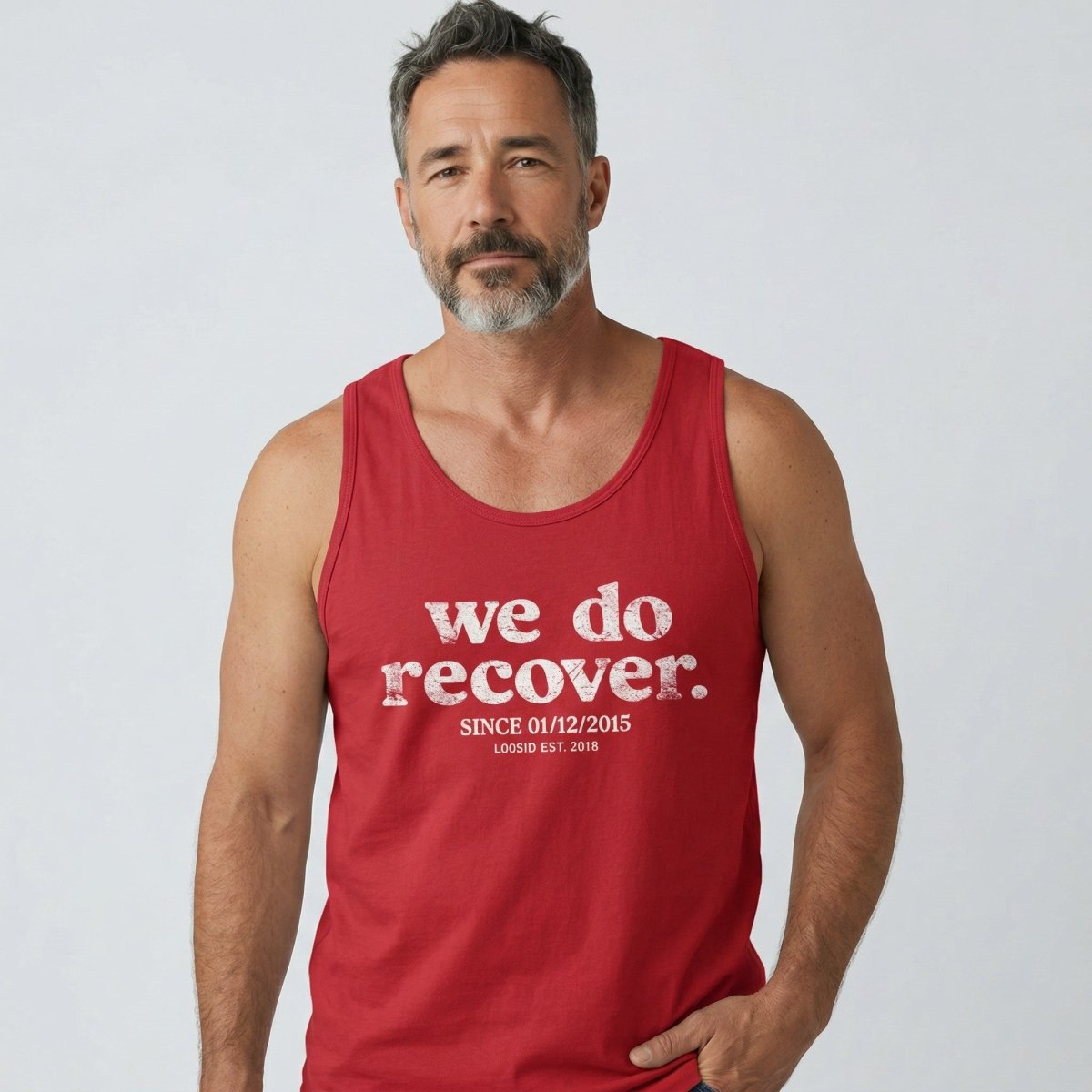We Do Recover Sober Tank Top flat lay styled image (view 13)