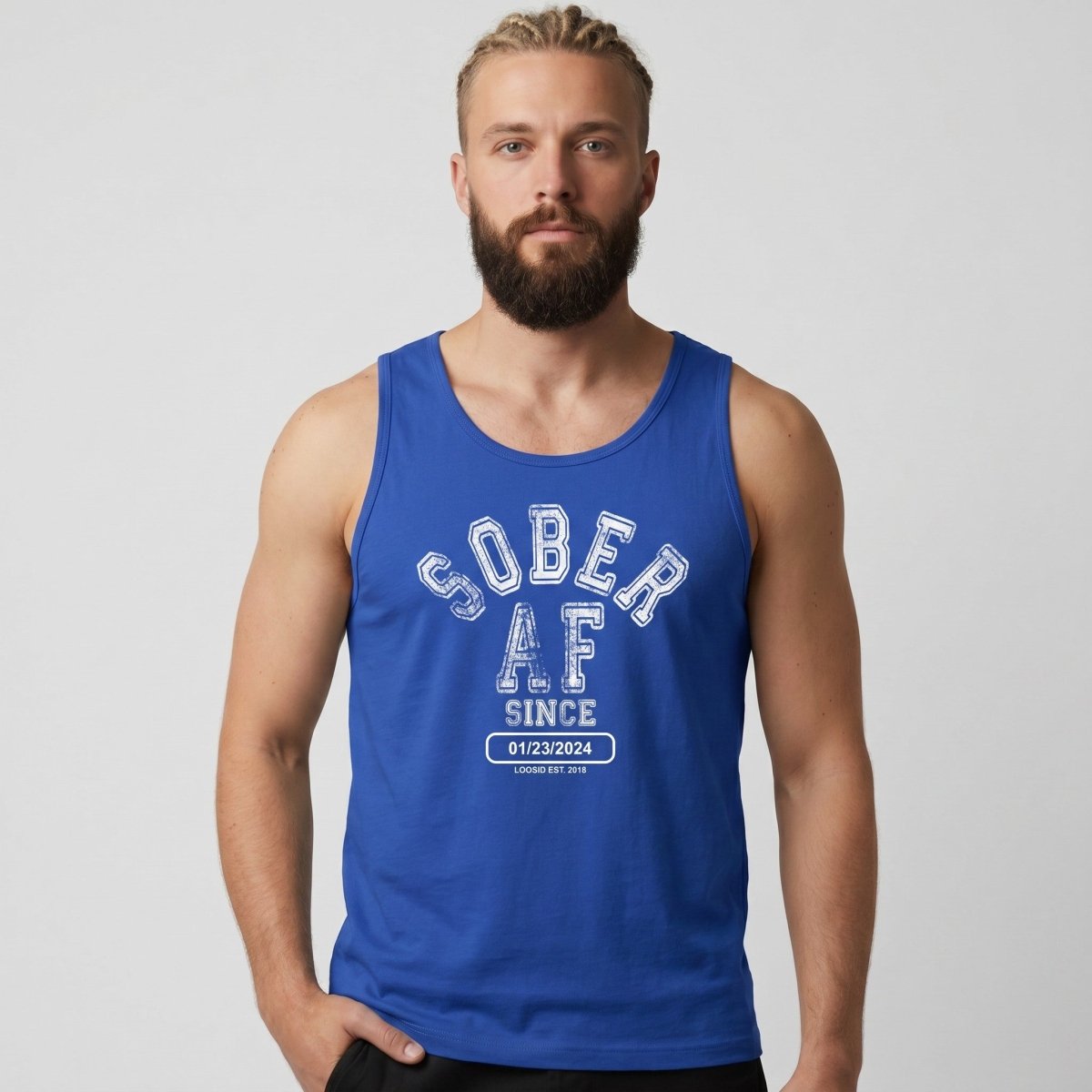 Sober AF Sober Tank Top flat lay styled image (view 13)