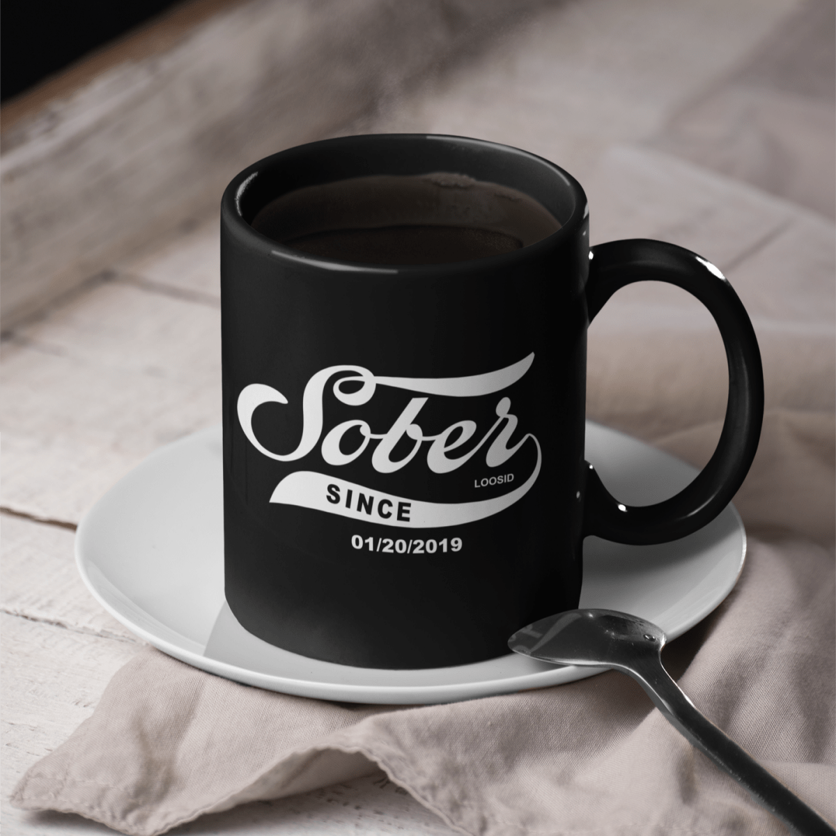 Sober Since Date Sober Coffee Mug graphic detail (view 4)