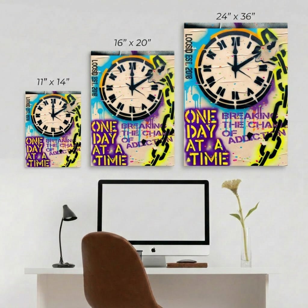 One Day at a Time Inspirational Sobriety Art close-up view (view 2)