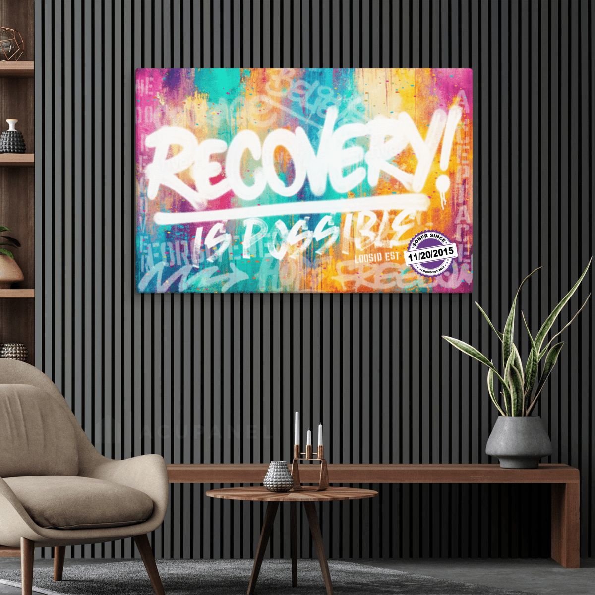 Recovery Is Possible Sobriety Art close-up view (view 2)