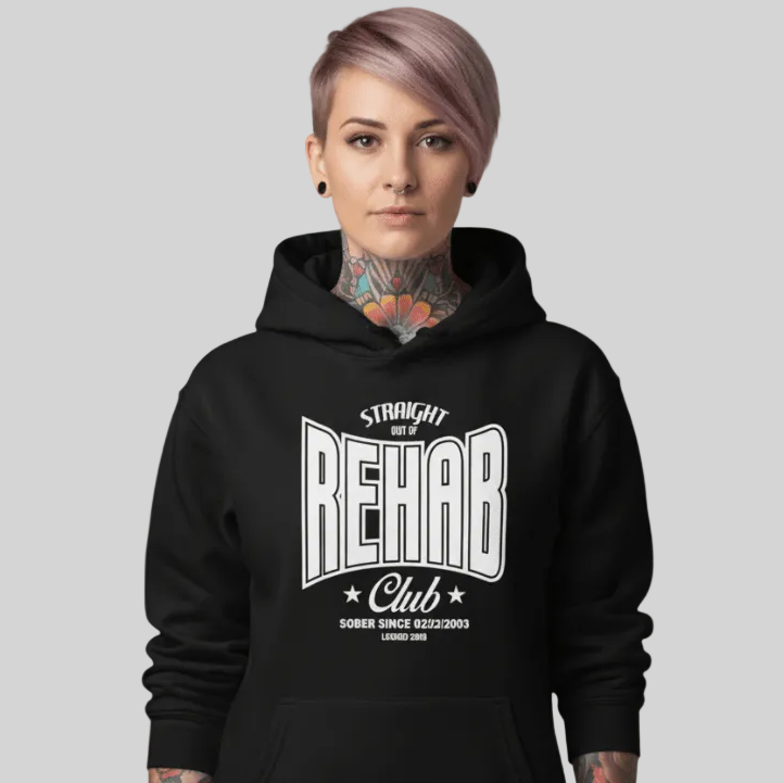 Rehab Recovery Hoodie flat lay styled image (view 23)