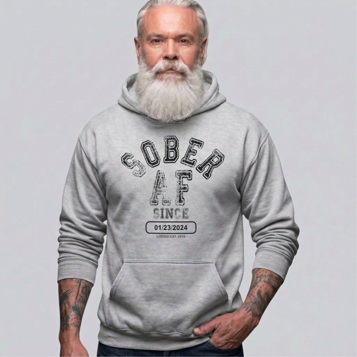 Sober AF Since Recovery Hoodie lifestyle view (view 25)