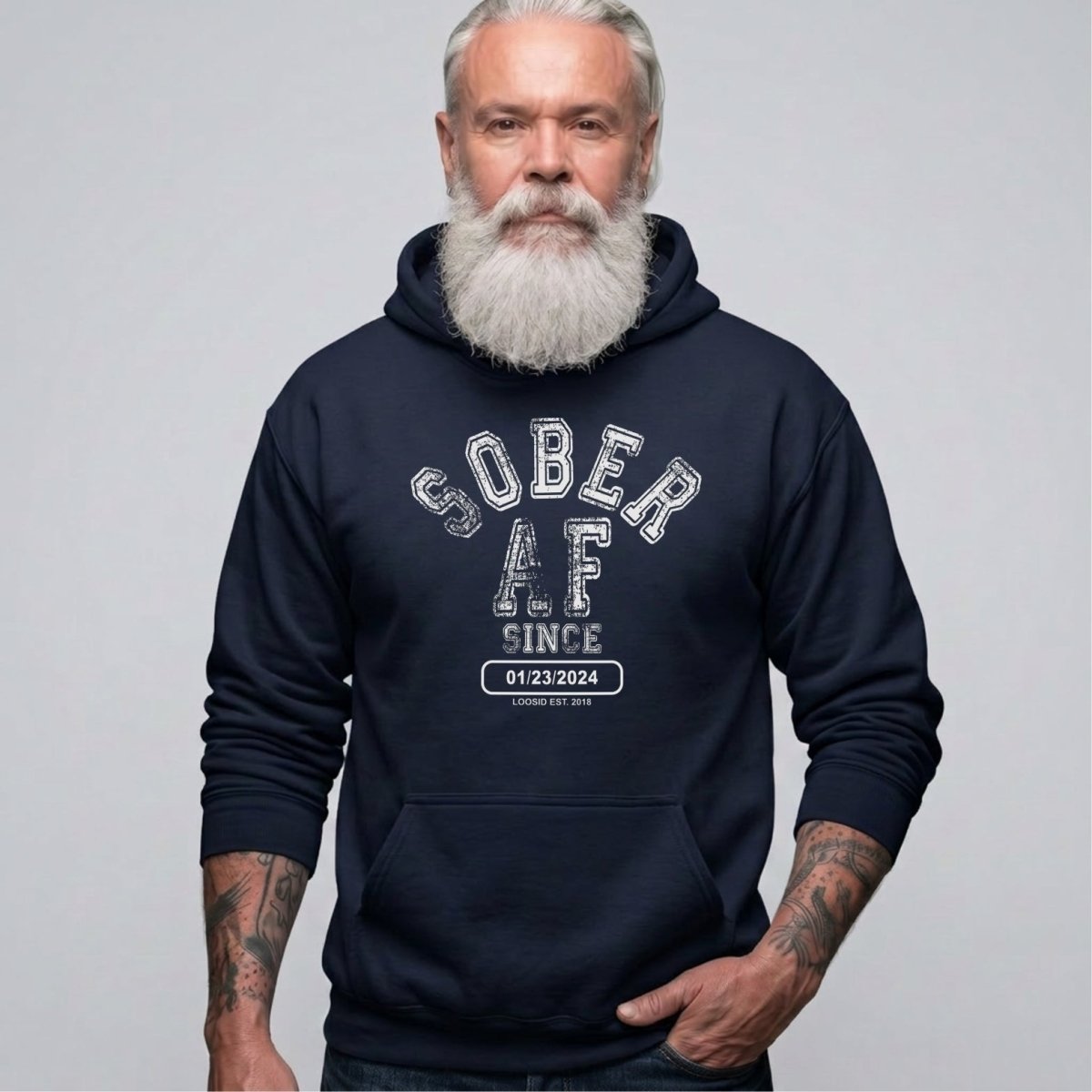 Sober AF Since Recovery Hoodie featuring the design (view 11)