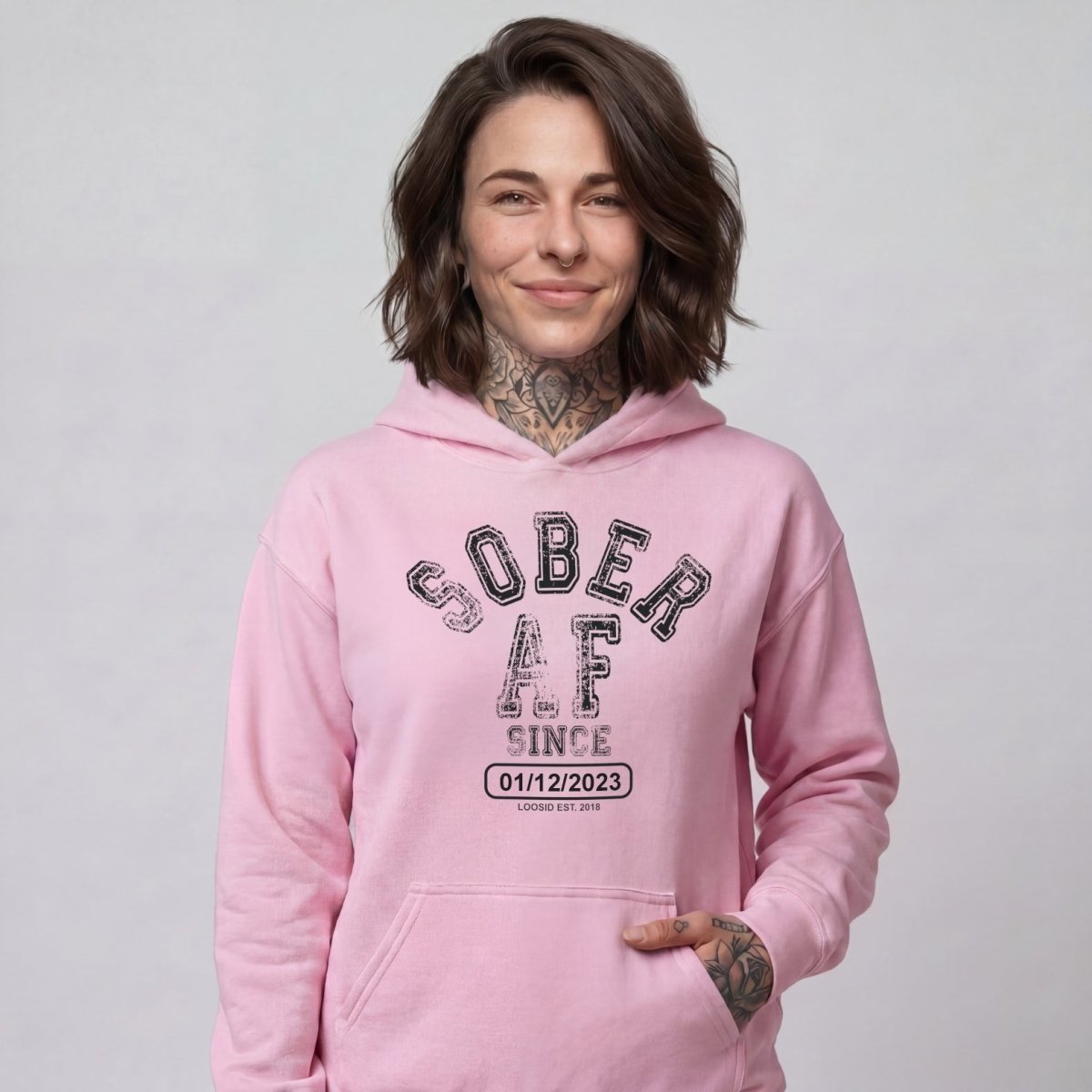 Sober AF Since Recovery Hoodie side view (view 36)