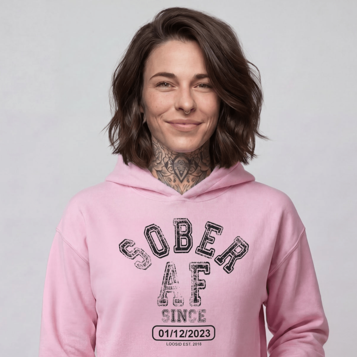Sober AF Since Recovery Hoodie flat lay styled image (view 33)