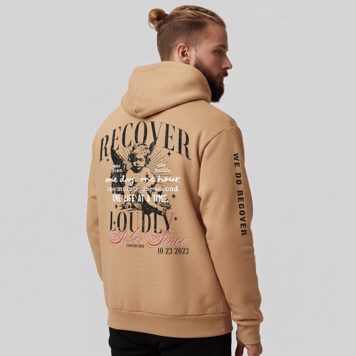 Recover Loudly Tan Recovery Hoodie Limited Edition | Sober Hoodie