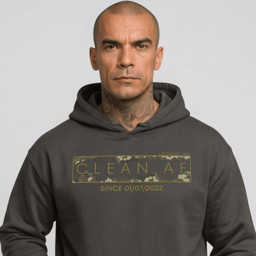 Clean AF Camo Recovery Hoodie fit detail (view 9)