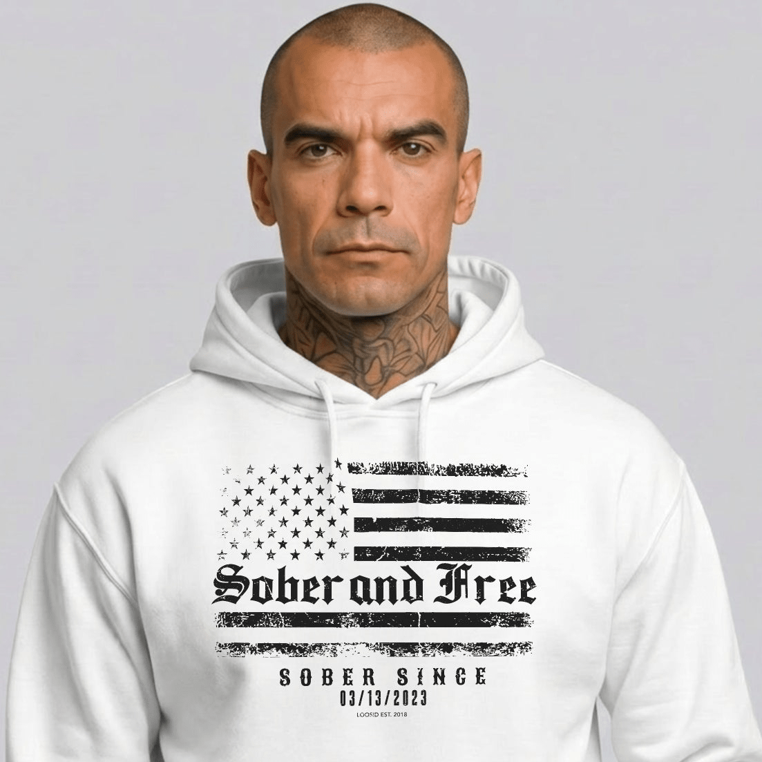 Sober and Free Custom Sobriety Date Recovery Hoodie product photo (view 30)