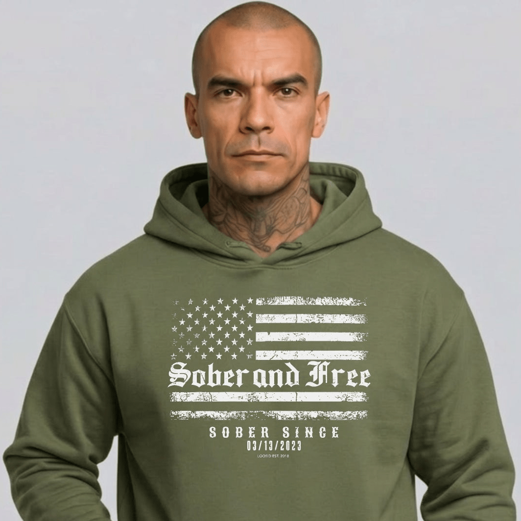 Sober and Free Custom Sobriety Date Recovery Hoodie featuring the design (view 21)
