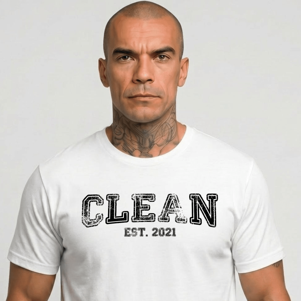 Recovery Year Men's Sobriety Sober T Shirt fit detail (view 9)